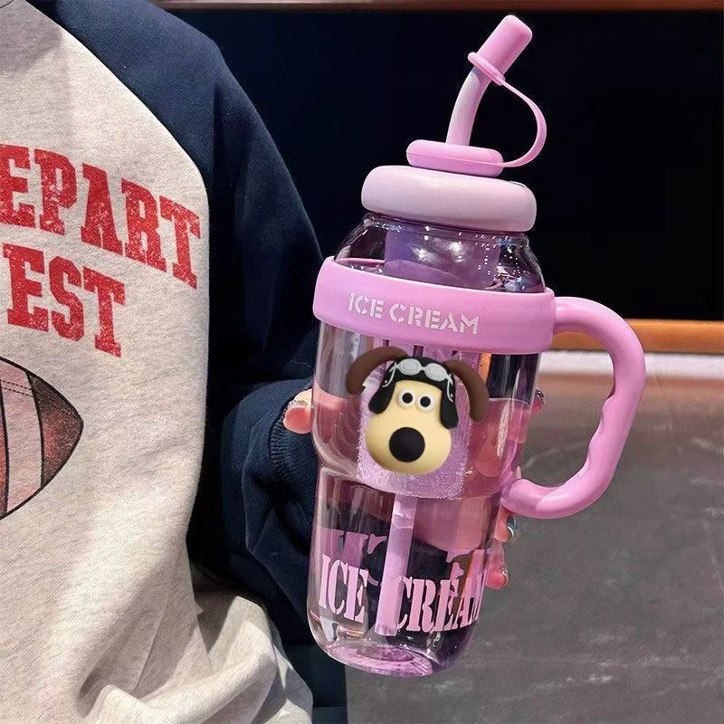 Picture of Lucky Belly Cup Large Capacity Big Mac Water Cup Tea Leakage Scented Tea Suction Tube Cup High Color Value Handle Convenient Ice Cup