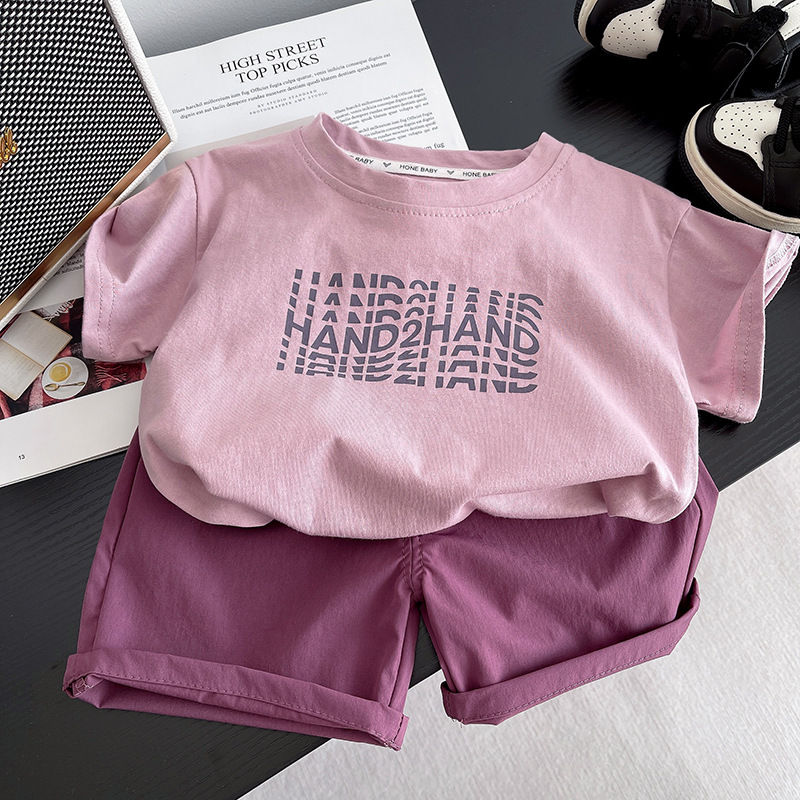 Picture of 2025 New Style Western Style Boy's POLO Shirt Children's Baby's Denim Two-piece Children's Wear Boy's Summer Short-sleeved suit