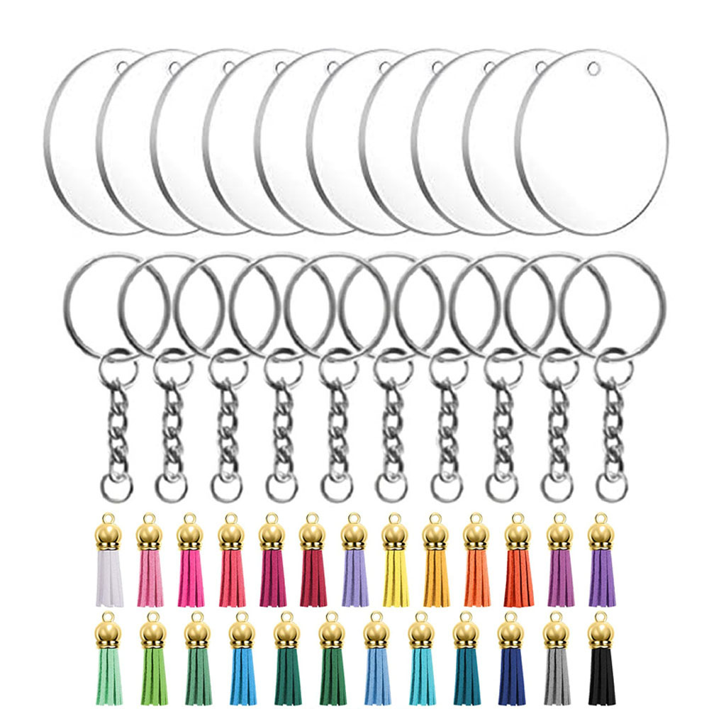 Cross-Border special for key chain tassel set combination DIY acrylic key chain blank pendant set manufacturers spot