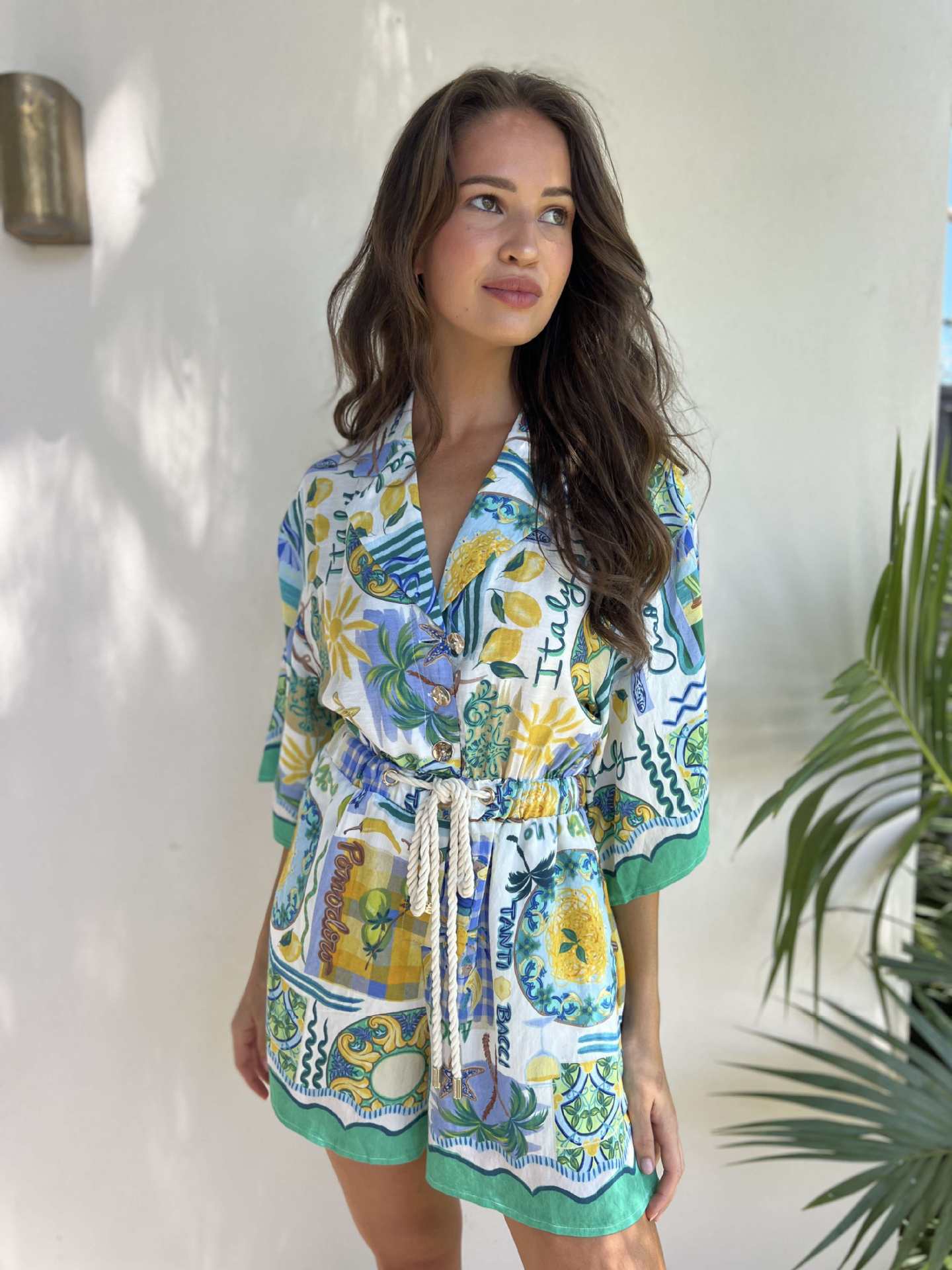 Picture of Spot 25 Years of European and American Cross-Border Summer New Resort Style Fashion Printed Casual Strappy Lace Jumpsuit-68661
