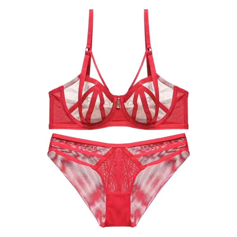 5312 New Sexy Thin Bra Women's Wedding Year Festive Red Big Chest Small Bra suit