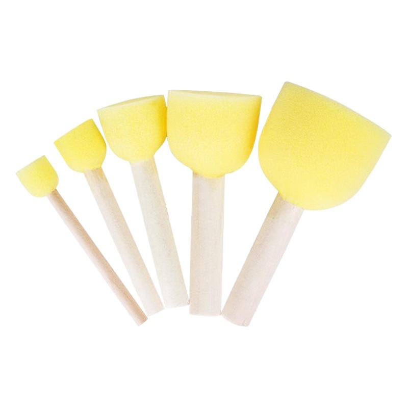 Children's diy Painting Sponge Seal Brush Wooden Handle Round Mushroom Sponge Brush Paint Graffiti Art Brush