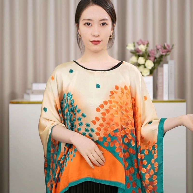 New Fashionable Pullover Large Square Scarf Imitation Silk Shawl Summer Thin Sun Protection Silk Scarf with Women's High-End Square Scarf