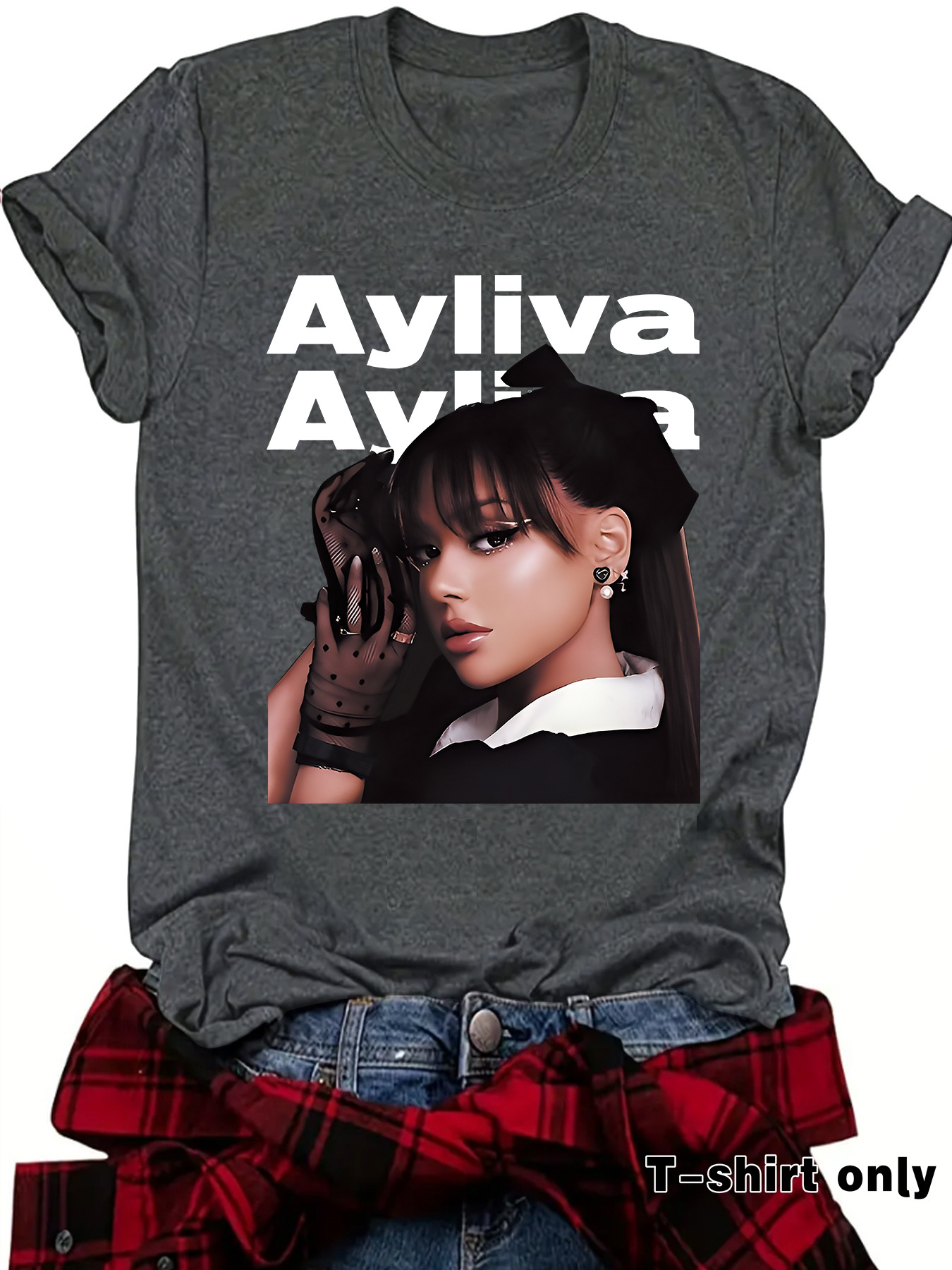 Foreign Trade Tops for Women Cute Printed Short-Sleeved Ayliva Girls Pattern New Women's Fashion T-Shirts Ready-Made T-Shirts for Women