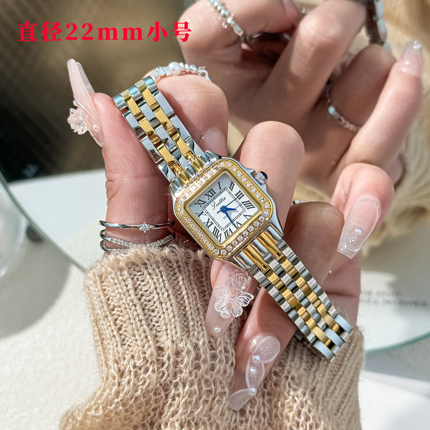 Gaudí Cross-Border Popular Classic Square Women's Waterproof Watch Simple Light Luxury Diamond-Encrusted Women's Watch Quartz Watch Wholesale