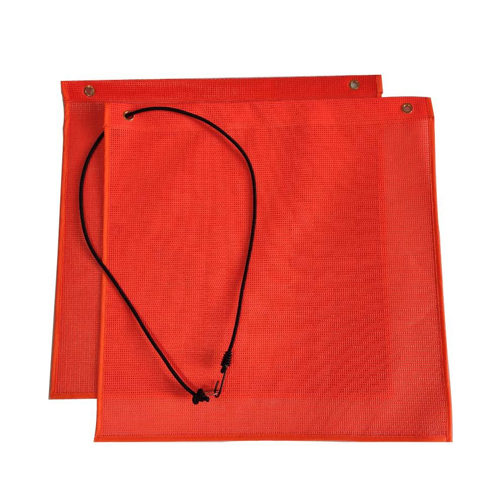 Picture of Customized Fluorescent Orange Safety Flag Pvc Mesh Cloth Warning Flag Signal Flag for Road Traffic 18x18inch