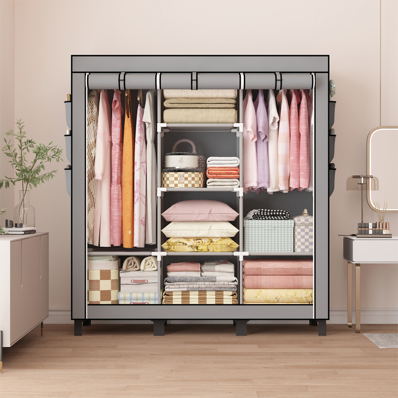 Picture of Big Foot Cloth Wardrobe Simple Wardrobe Amazon Hot-selling Bedroom Wardrobe Storage Dormitory Bedroom Hanging Wardrobe Clothes Cabinet