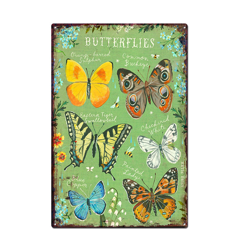Picture of Cross-border American Country Retro Flower Figure Tin Painting Garden Pastoral Balcony Wall Wall Wall Old Decoration Pendant