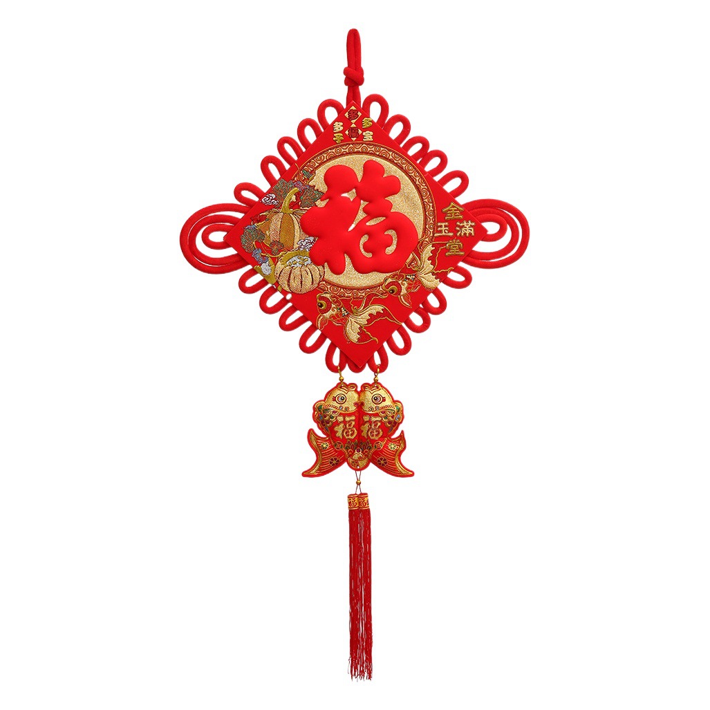 Picture of Chinese Knot Pendant Living Room Large Tv Wall New Year Blessing Character Housewarming Entrance Spring Festival Pendant Chinese Knot Wholesale