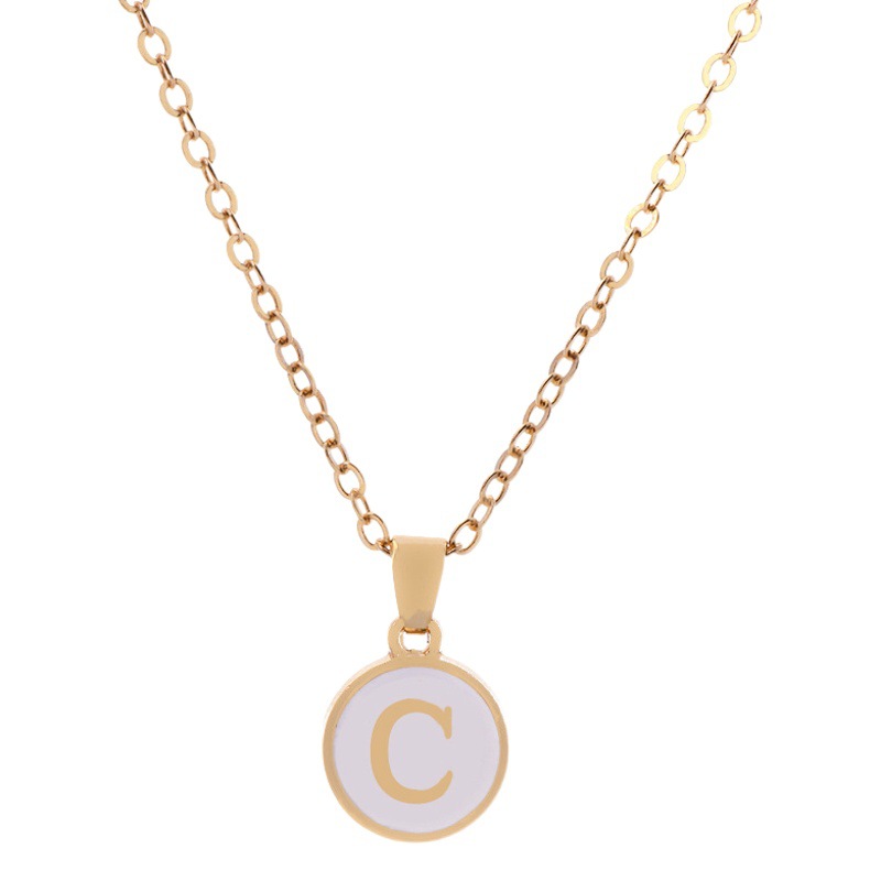 Cross-border geometric 26 letter necklace European and American simple elegant all-Match 26 letter necklace alloy pendant necklace