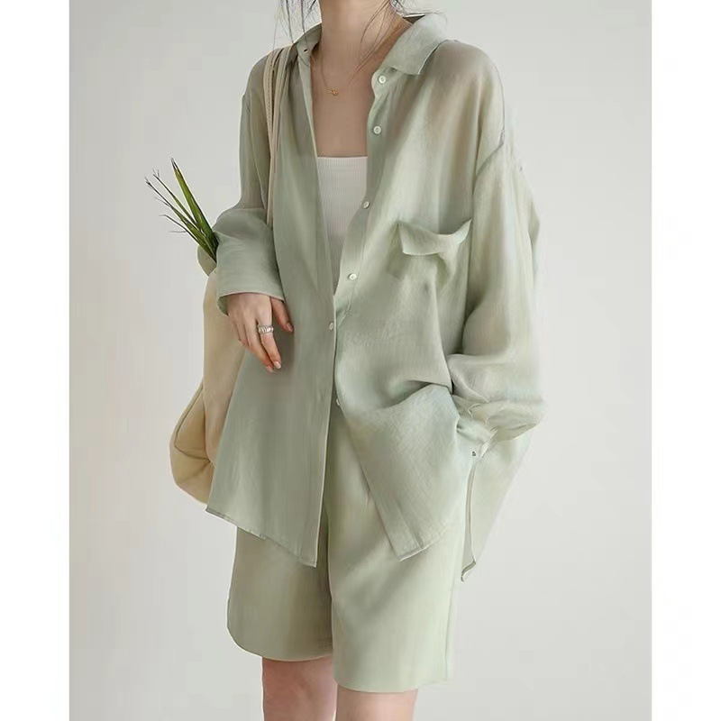 Picture of 2023 New Tencel Sunscreen Shirt Women's Summer Thin Long-sleeved Shirt Jacket Fashionable Design Niche Lazy Style