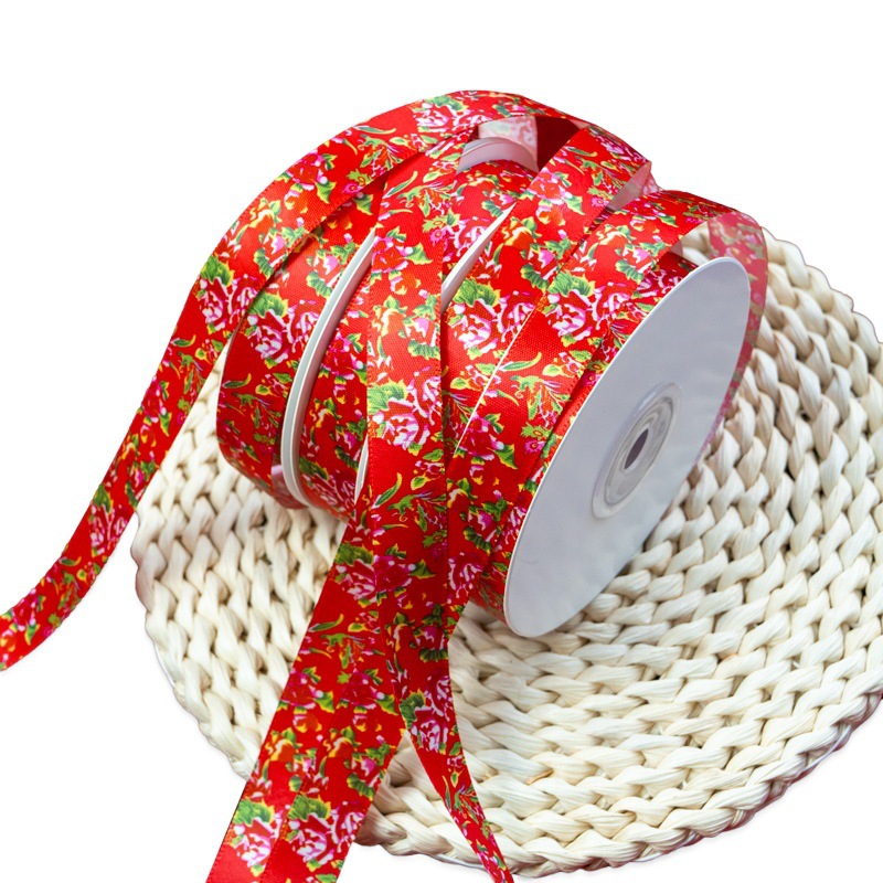 Northeastern Large Floral Retro Style Packaging Decorative Ribbon D-12 Gift Box Packaging Polyester Packaging Ribbon Manufacturer Wholesale