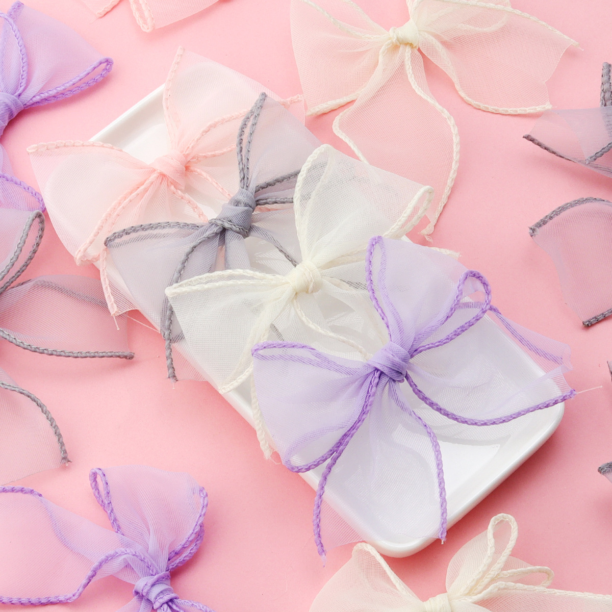 Picture of Fishtail Yarn Hand Tie Bow Hairpin Semi-finished Mesh Yarn Ribbon Bow Jewelry Hair Accessories Clothing Shoes and Hats Accessories