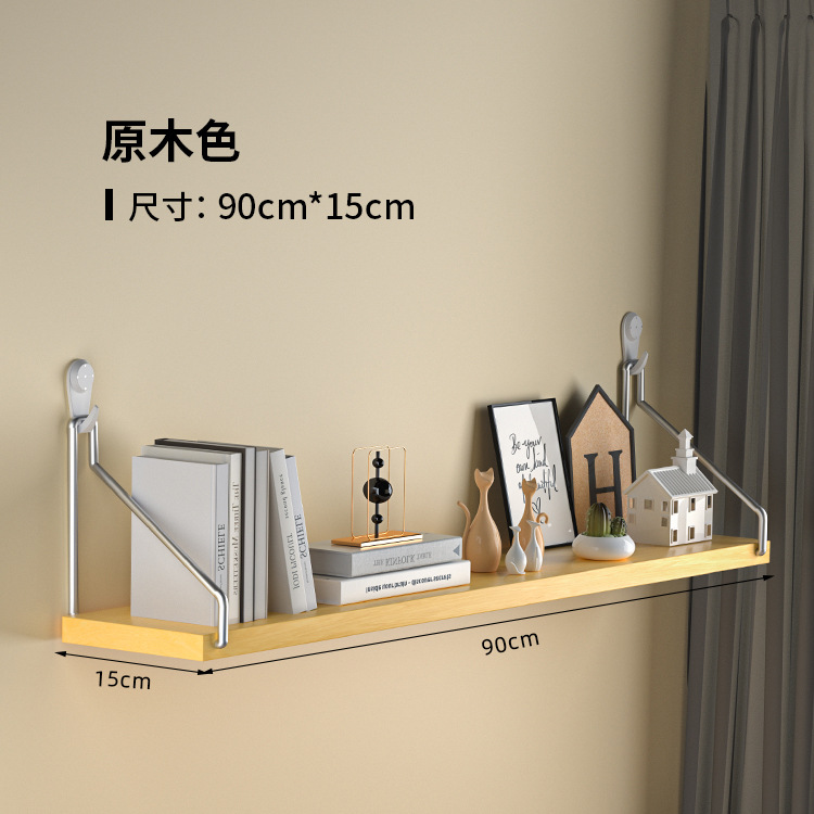 Picture of No-Drill Wall-Mounted Wrought Iron Living Room Entrance Wall Decoration Bedroom Wall Bookshelf Single Shelf Wall Storage Rack
