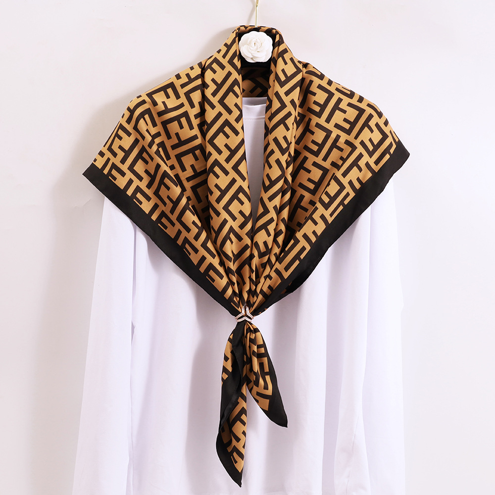 Foreign Trade New Style Silk Scarf for Women 90*90cm Large Square Scarf Twill Silks and Satins Printed Silk Scarf Kuaishou One Piece Drop Shipping Gauze Scarf