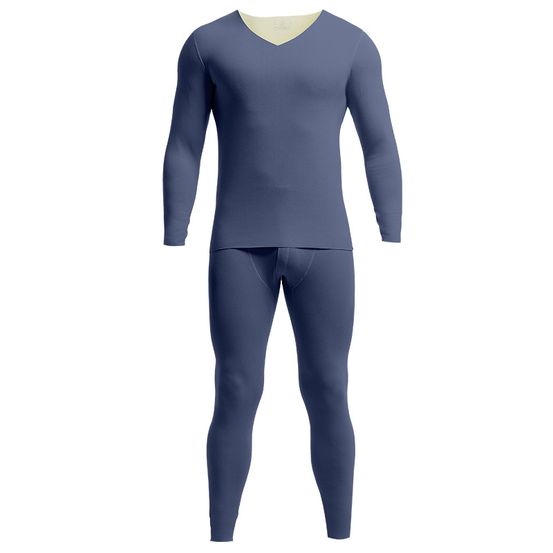 Picture of Men's Autumn Clothes and Pants suit fleece-lined Thickened Bottoming Shirt Slim-fit Seamless Cold-proof Thermal Underwear for Boys in Autumn and Winter