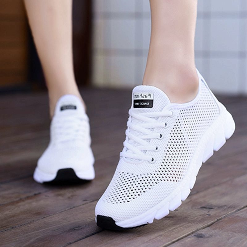 Cross-border foreign trade plus size new sneaker women's shoes summer hollow white shoes ultra-light mesh running shoes ladies net