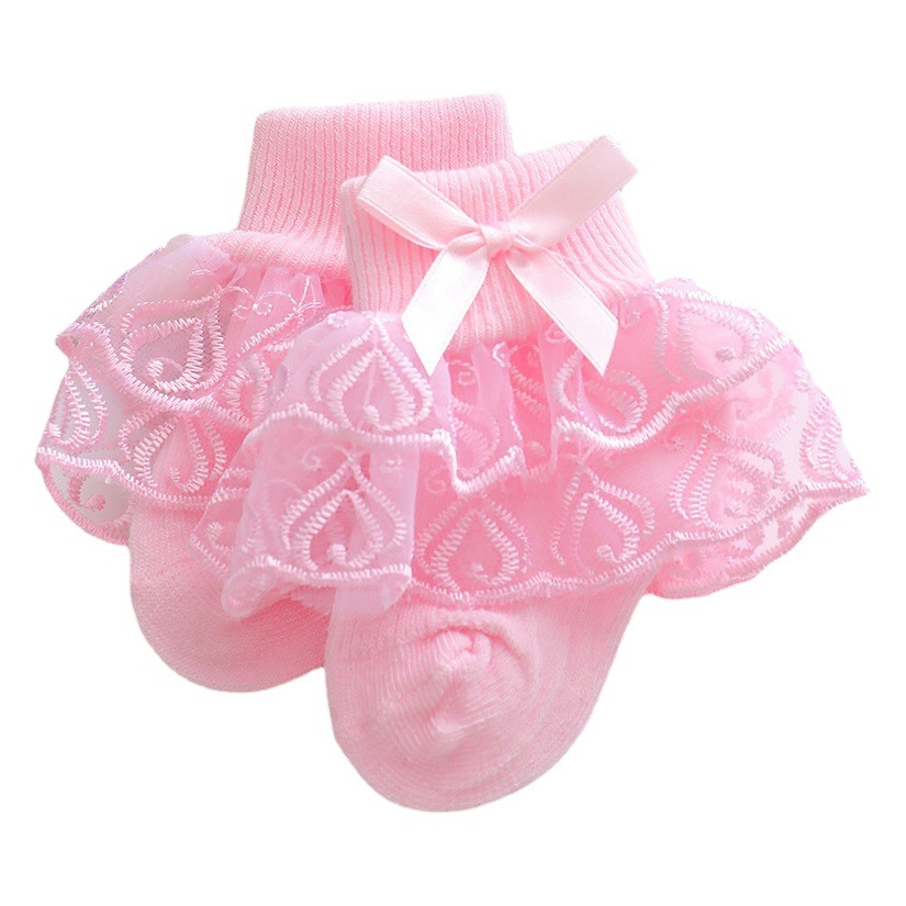 Picture of Spring Girls Lace Socks Spring and Summer Thin Double Lace Baby Princess Socks 2023 New Girls Socks