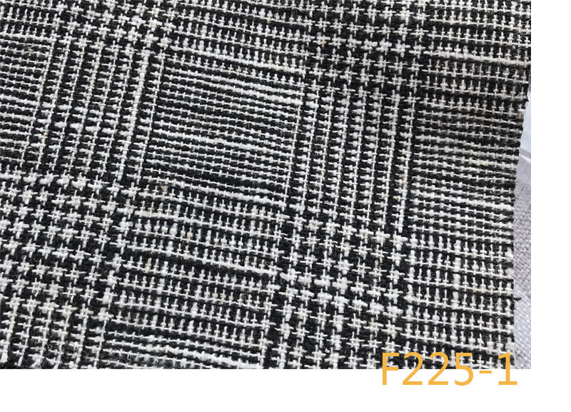 Picture of 9 Coated F225 Linen Polyester-Hemp Interwoven Polyester Black and White Plaid Stripe Fabric Shoe Cloth
