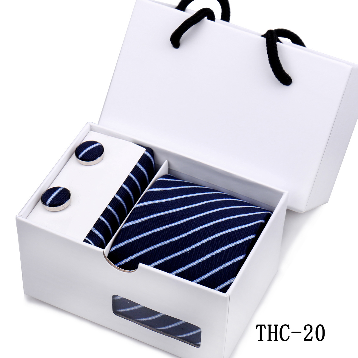 Picture of Men's Tie High Sense Gift Box 3 Pieces suit Business Dress Wedding Plaid Red Black Long Tie Shengzhou