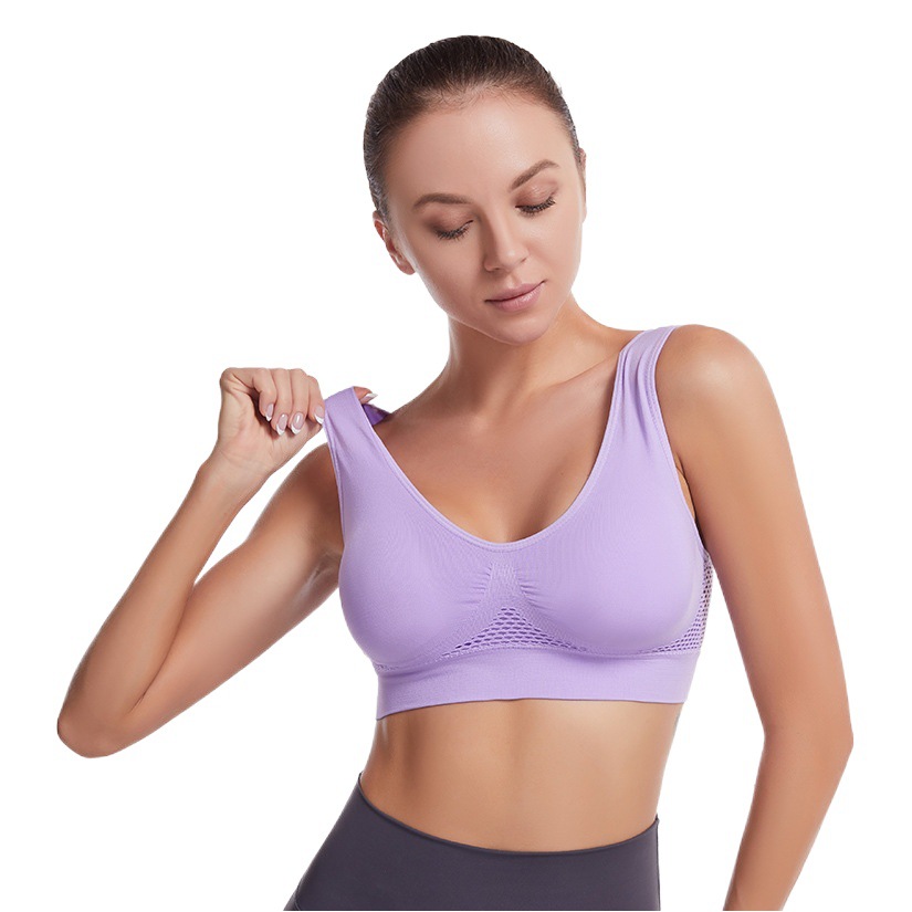 Picture of Hollow Mesh Sports Bra Women's Shock-Proof Vest Running Yoga Fitness Bra Beautiful Back Push up Large Size Amazon