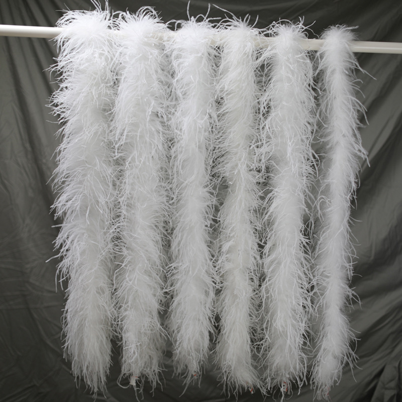 Ostrich feather strips 1-6 layers thickened feather velvet strips stage catwalk performance costumes trailing tails decorated feather scarves