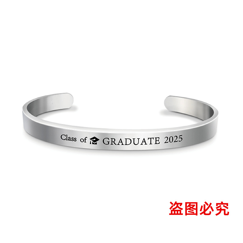 Picture of Bracelet European and American Cross-Border Stainless Steel Bracelet 2025 Graduation Season Doctor's Hat Holiday Gift Engraved Titanium Steel Bracelet