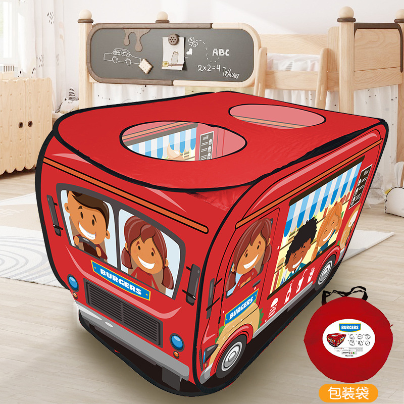 Picture of Children's cartoon bus indoor tent automatic pop-up skylight tent outdoor picnic toy Interactive Game House