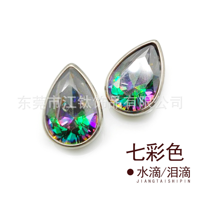 Picture of F136 titanium drop earring inlaid with 5A zircon G23 titanium alloy implant pole human body puncture jewelry teardrop ear bone nail