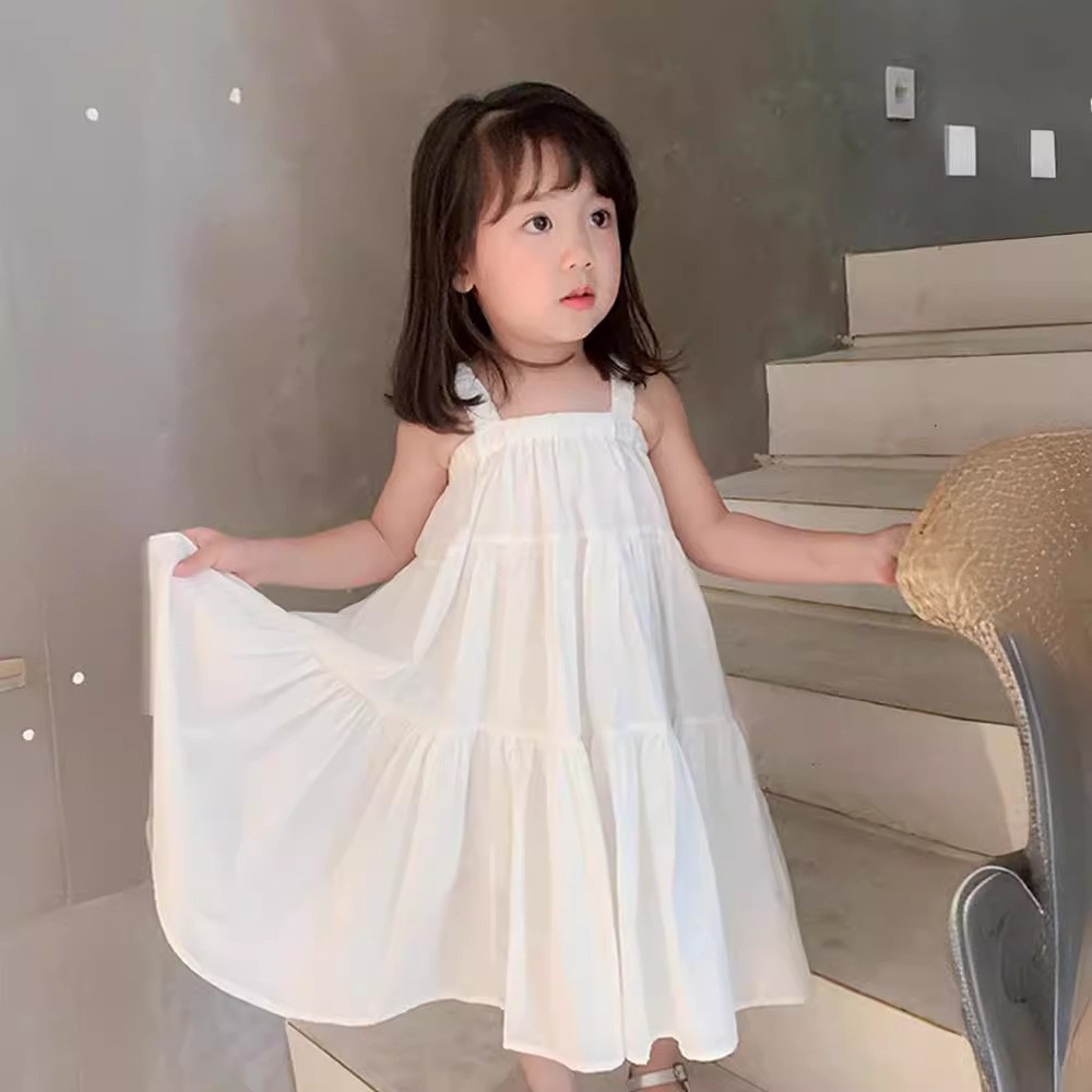 Picture of 2025 Summer New Style Girls' Suspender Skirt Girls' Skirt Seaside Vacation Style Beach Skirt Super Fairy Dress