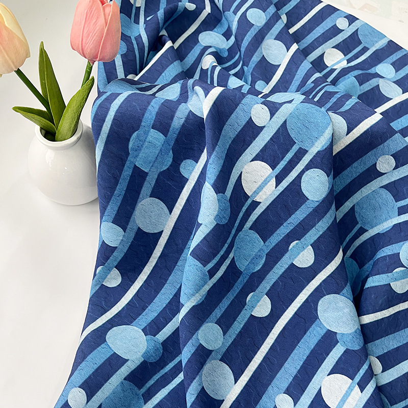 New Chinese Style Digital Printed Fabric, Stripes and Polka Dots, Brocade Cotton Fabric, Cheongsam Dress Top, Han Dynasty Fabric
