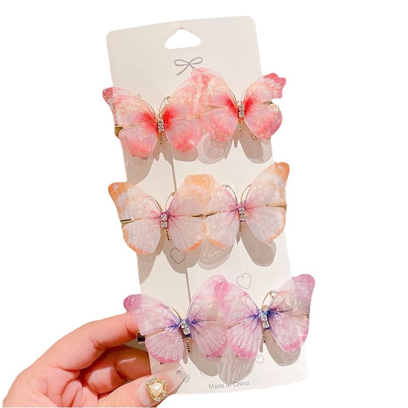 Picture of Butterfly hairpin girl princess cute Super fairy children's hair accessories headdress wholesale hairpin bangs clip side clip