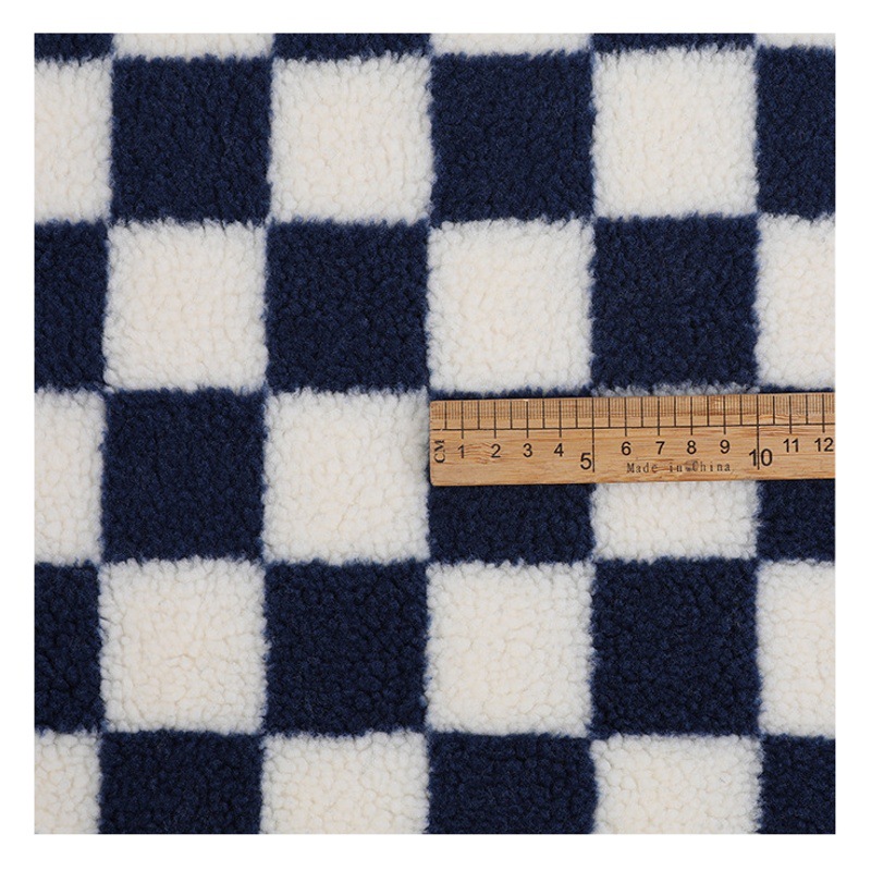 Spot checkerboard double-layer thick warm lamb wool lamb wool fabric coat grain velvet plush fabric