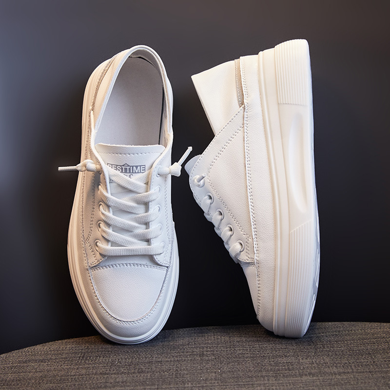 Picture of Genuine Leather White Shoes for Women 2025 New Thick-Soled Sneakers Breathable Casual Sports Women's Shoes Popular Versatile White Women's Shoes