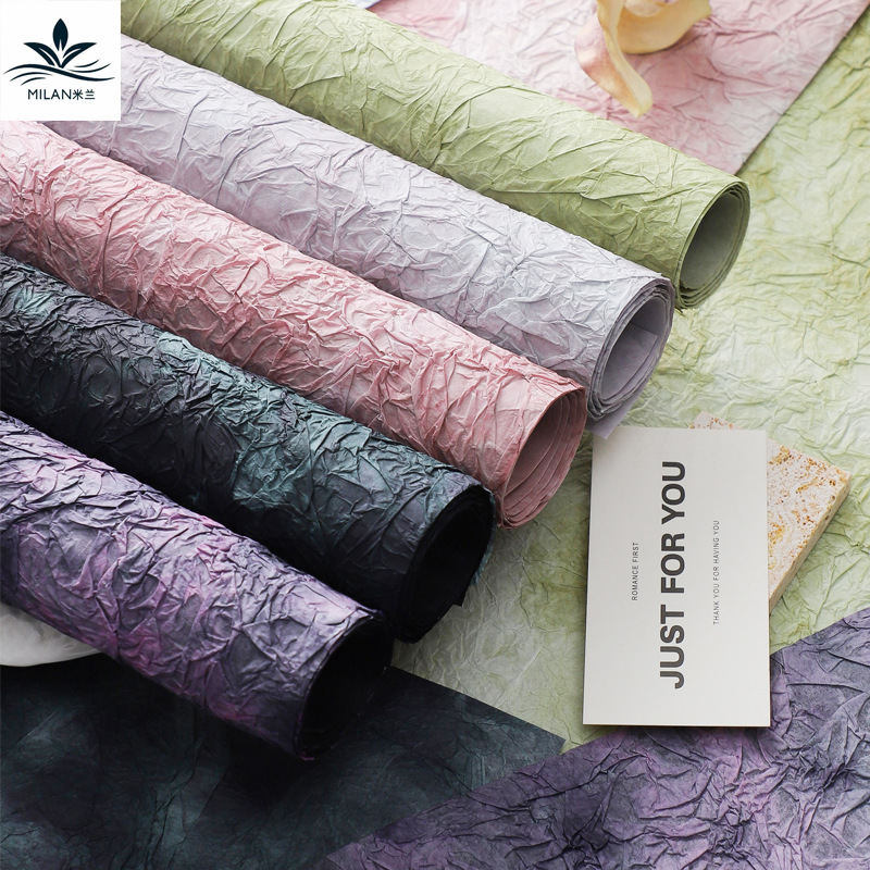 Two-color handmade stone paper flower bouquet wrapping paper blooming wrinkled texture art paper DIY material wholesale