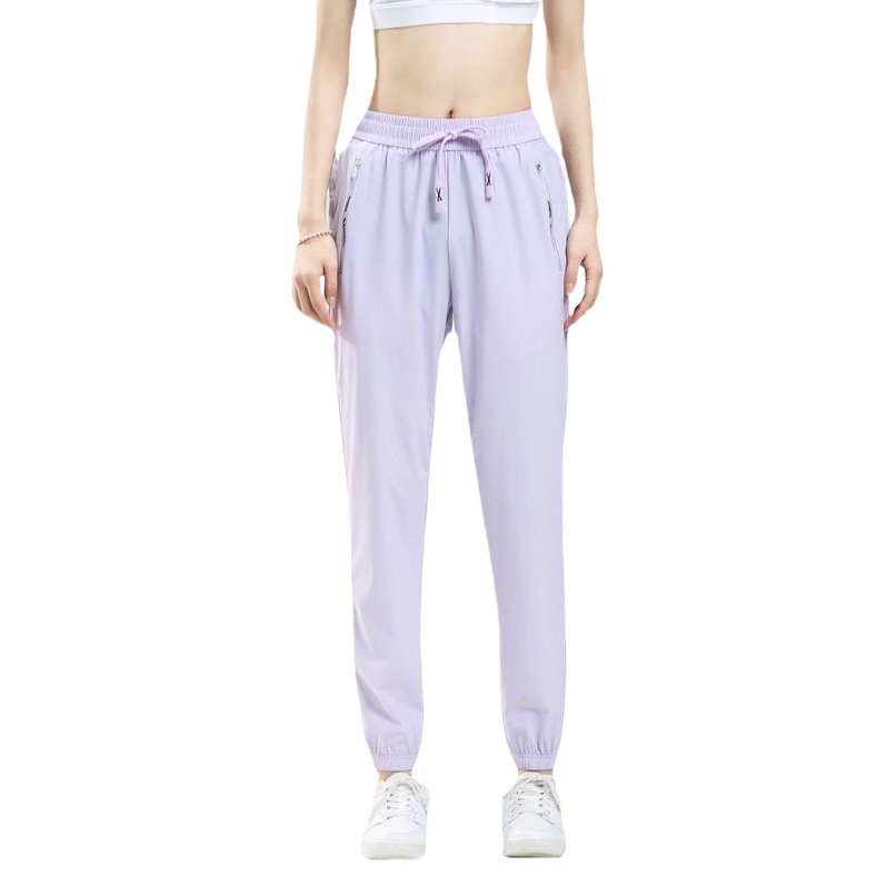 Summer Ice Silk Pants Men's plus size Elastic Waist Thin Breathable Quick-drying Sports Pants Leg-toe Elastic Casual Pants for Women
