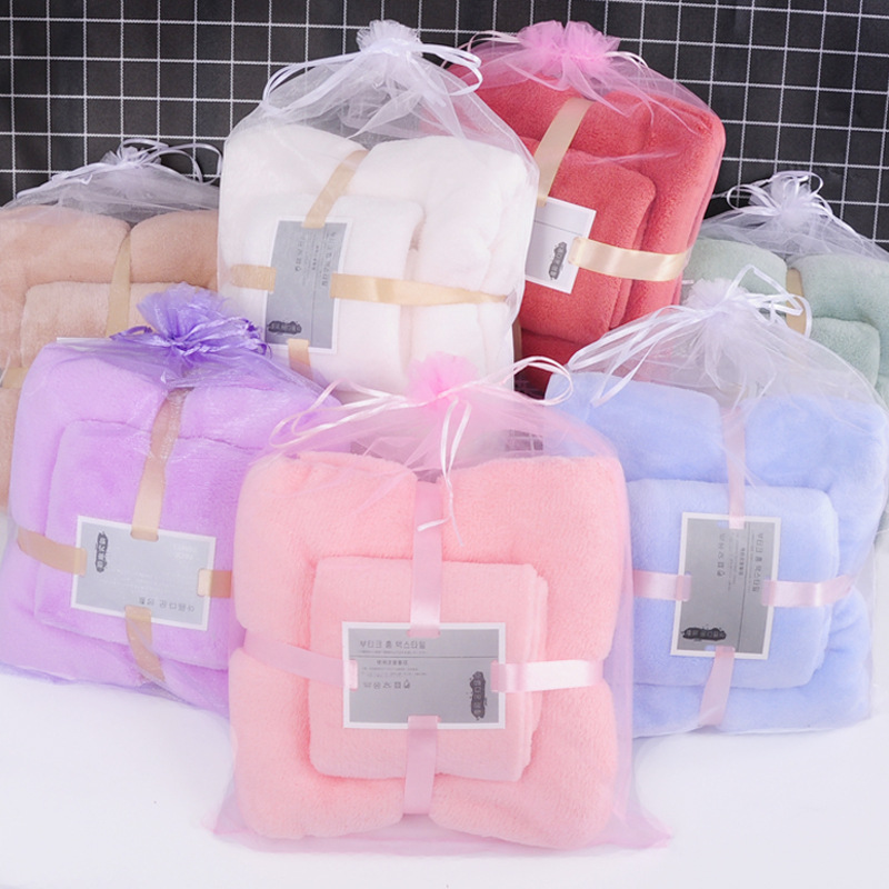 High density coral fleece bath towel suit thick absorbent suit beach towel bath towel factory wholesale postage