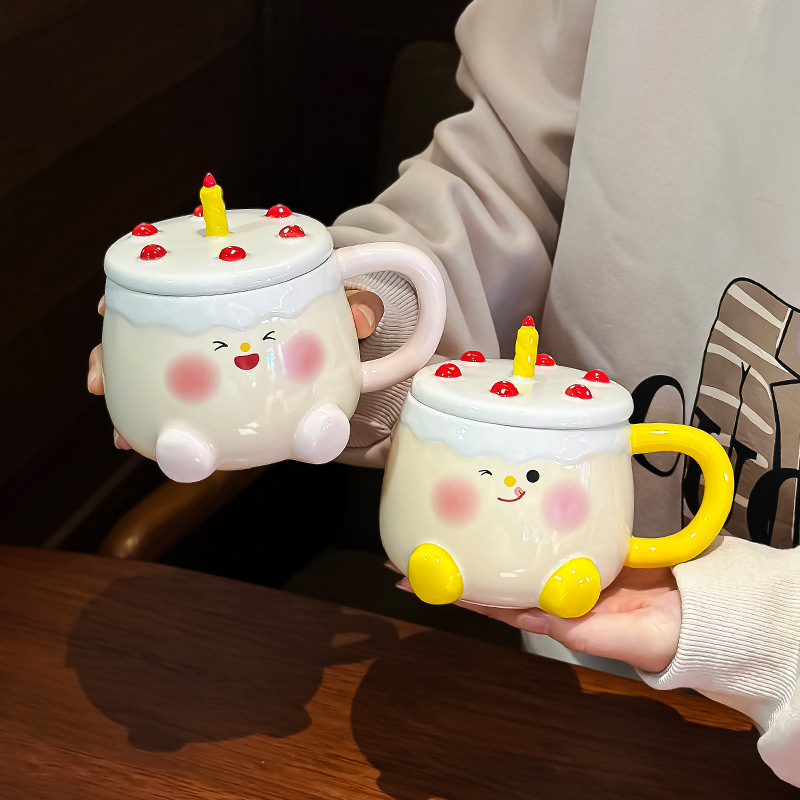 Picture of Birthday Gift Ceramic Cup High Color Value Cake Water Cup for Girlfriend Creative Gift Home Cute Mug