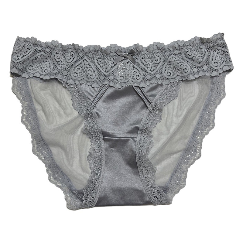Girl's lace underwear women's low waist transparent mesh seamless pure desire thin comfortable triangle shorts cotton crotch New