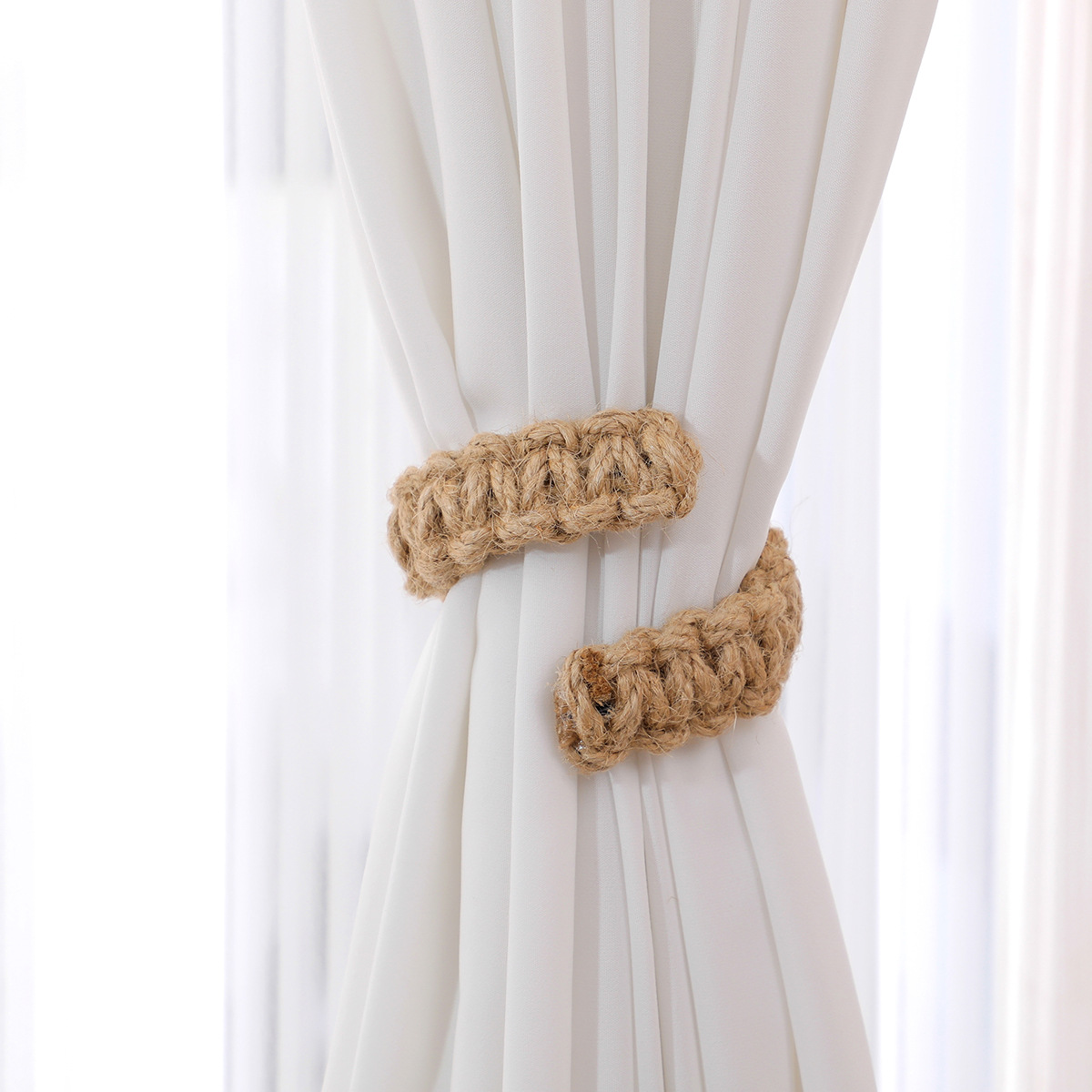 Picture of Cross-border new hemp rope curtain clip living room curtain binding rope woven curtain lace pure handmade window