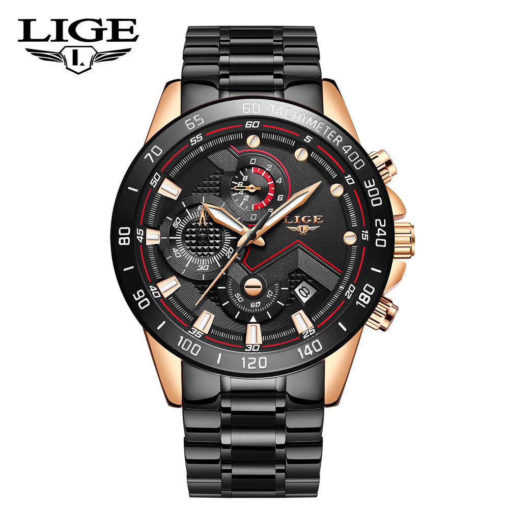 Picture of LIGE/LIGE cross-border special for men's business quartz watch three-eye six-pin multi-function waterproof watch Chronograph