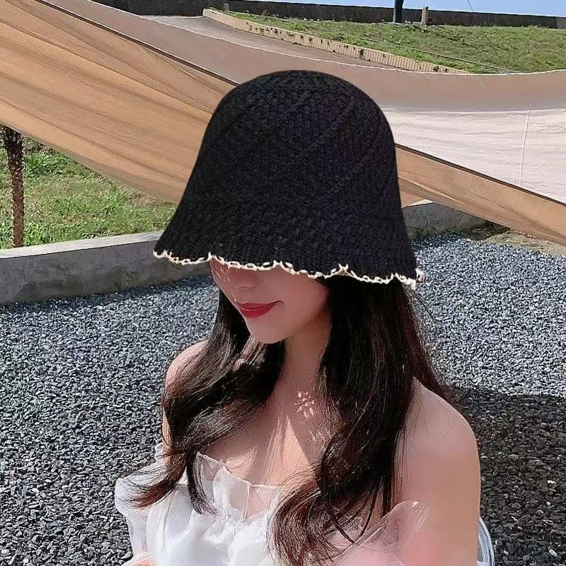 Picture of Fisherman Hat Women's Spring and Summer New Arrival Women's Lace Fashionable Japanese Bucket Hat Simple Sunscreen Hat Showface Small Basin Hat