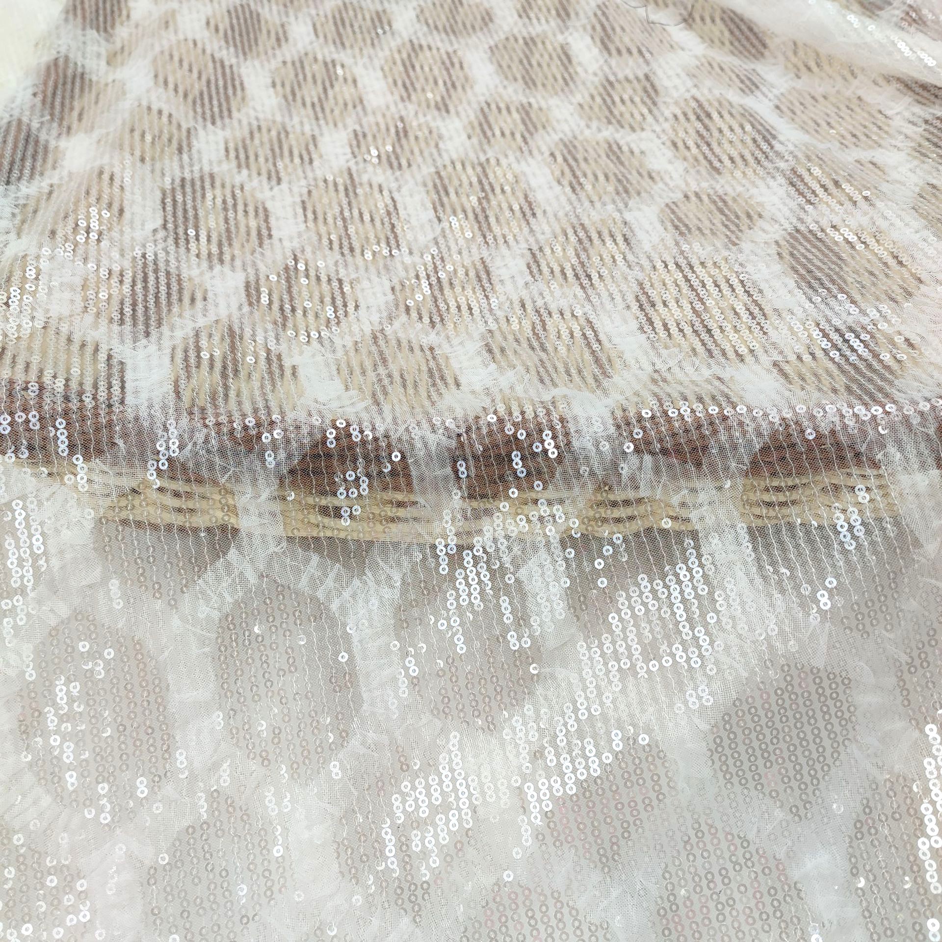 3D Home Textile Sequin Embroidery Plate Fabric Three-Dimensional Plate Mesh Dress Children's Clothing Fabric Playful Rhinestones