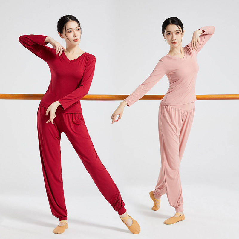 Picture of Yoga Clothing Women's New suit Women's Autumn and Winter Professional Body Training Clothing V-neck Modal Dance Women's Suit plus size