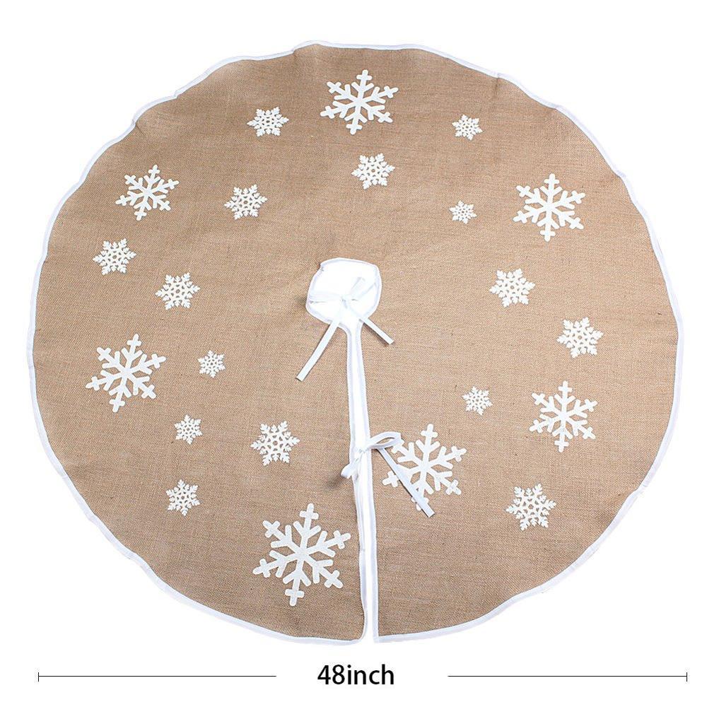 Christmas Tree Skirt Christmas Tree Skirt linen Tree Skirt indoor and outdoor snowflake Christmas decorations