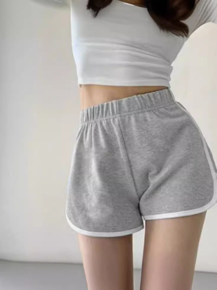 Sports Home Casual Leg Long Cotton American-style AA Hot Pants Women's Slim-fit White-edged Solid Color Underwear Missing Shorts