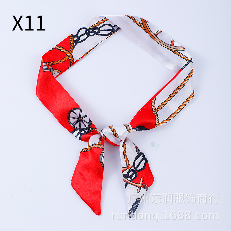 Picture of Silk Scarf Wholesale Long Beveled Small Silk Scarf Double-layer All-match Hair Belt Ribbon Decoration Tie Bag Hand Gift Box Silk Scarf