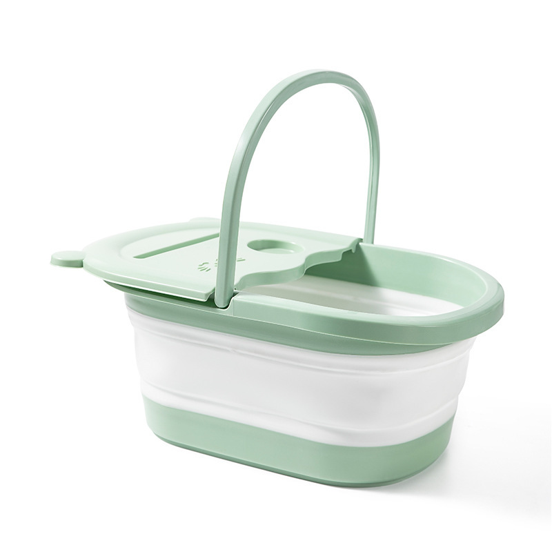 Picture of Foldable Foot Bath Bucket, Foot Bath Basin That Reaches the Calves, Plastic Foot Wash Basin, Foot Care Basin with Lid, Smart and Storable