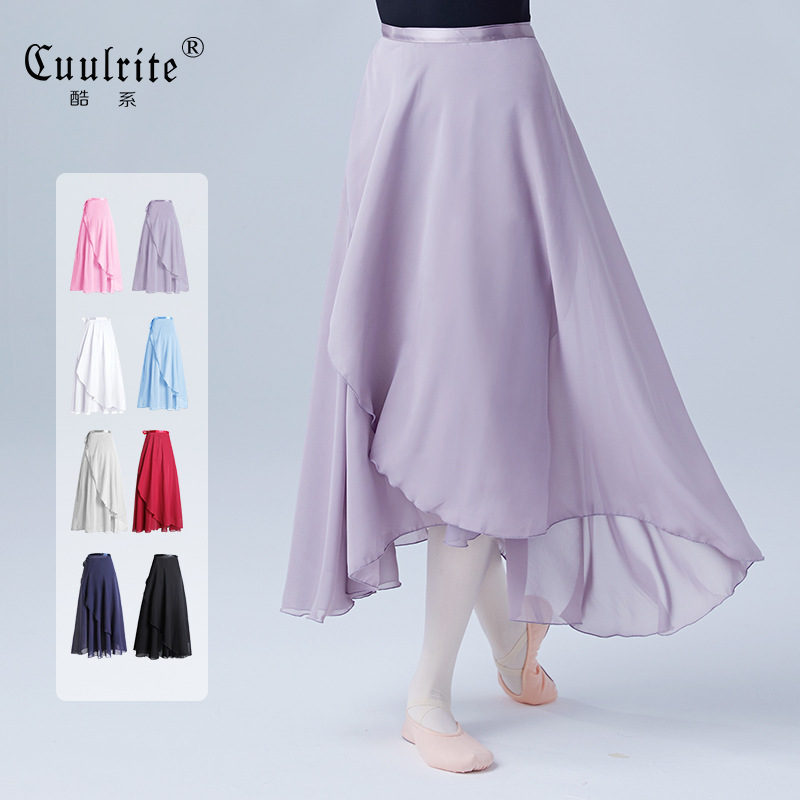 Ready Stock Adult Half-Length Skirt Ballet Dance Skirt Lace-Up Practice Clothes Apron Chiffon Extended Light Teacher Skirt