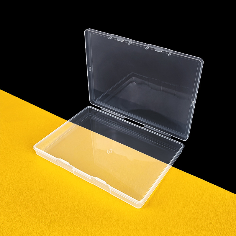 Picture of 1.7 high transparent plastic full empty box with lid sticker card organizing box electronic product model accessories storage box